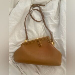 Fendi First Small Brown Leather Crossbody Purse